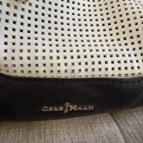 Cole Haan Perforated Bucket Bag - Black & White - Picture 2 of 8
